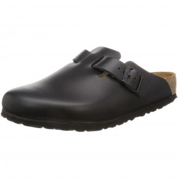 Birkenstock Boston Clog - Black Smooth Leather, Size UK 10.5