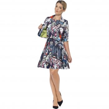 Traje Divertido de Zombie para Mujer con Vestido y Chaqueta Multicolor