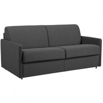 Sofá cama italiano 3 plazas de tela CALIFE - Gris - Cama 140 cm - Colchón 18 cm