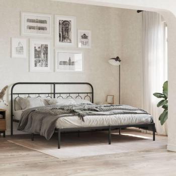 Cama con cabecero de metal negro 180x200 cm