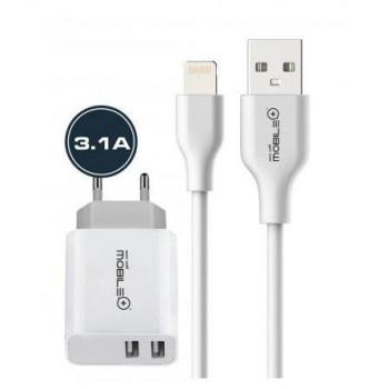 Cargador doble MB-1041 + Cable USB a Lightning
