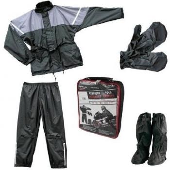 Roleff Racewear Juego de Chaqueta y Pantalón Impermeables 4 Piezas, Negro/Gris, XXXL