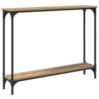 Mesa Consola Roble Artesanal con Estante 100 x 22.5 x 75 cm Madera Ingenierizada
