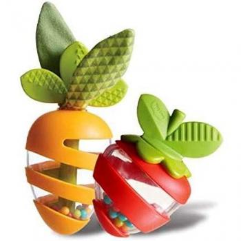 Tiny Love Zanahoria y Fresa Tiny Growers Sonajeros para bebé, Juego educativo desarrolla las habilidades motoras de los bebés, desde 0 meses