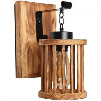 Aplique de pared WellHome con estructura de madera color marrón, diseño celda colgante