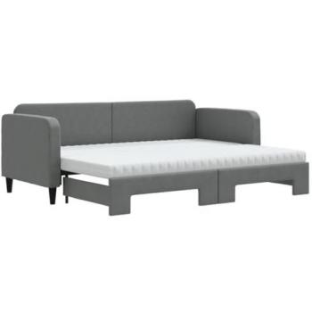 Sofá cama nido con colchón de tela gris oscuro 80x200 cm