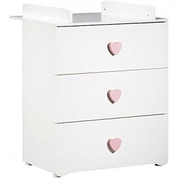 Commode a Langer New Basic 3 Tirores Botones Corazón Rosa