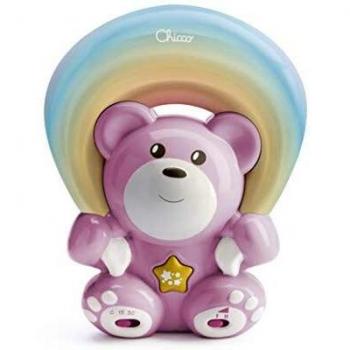 Chicco Proyector Musical Oso de Peluche con Luz y Música, Luz Nocturna para Bebé, Proyección Arco Iris Ajustable, Música Relajante, Juguetes Bebés 0+ Meses, Color