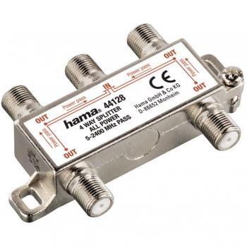 Hama - SAT Distributor, 4 Way, Fully Shielded, SAT, F-Couling, 4 x F-Couling, Plata