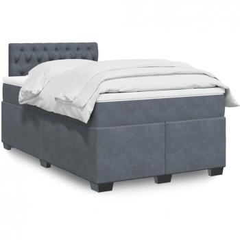 Cama box spring con colchón terciopelo gris oscuro 120x190 cm