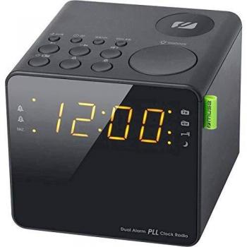 Muse M-187 Radio Clock with Two Alarm Times, Dimmer and Large Display, Black