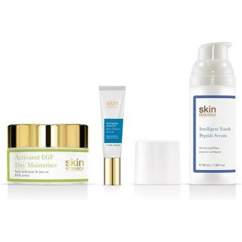 SKINCHEMISTS Sérum - Intelligent Youth Peptide - 60ml , Sérum Ojos Vitamina D 15ml y Crema Hidratante Día EGF Activado 50ml