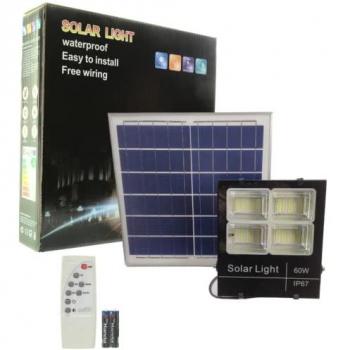 Proyector Solar LED 60W con Panel Separado y Batería de Litio 600 Lúmenes 120 LEDs Iluminación Solar - Jandei