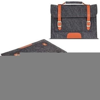 eFabrik - Funda universal para portátiles 13,3 pulgadas carcasa Ultrabook Laptop Sleeve Case Soft Cover Carcasa Asidero Fieltro Gris Oscuro con marrón