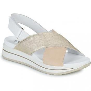 Sandalia de mujer Ig&Co en piel blanca y beige con cuña 202313677200001