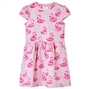 Vestido Infantil Ropa para Niños de Manga Corta Escote Redondo Rosa Claro 92