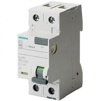Interruptor de protección de corriente residual Siemens RCCB 16A Tipo A 2 Polos 10mA Sentron