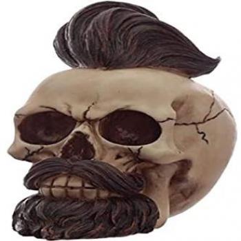 Calavera Decorativa Hipster Mohicano con Barba y Pelo Estilizado