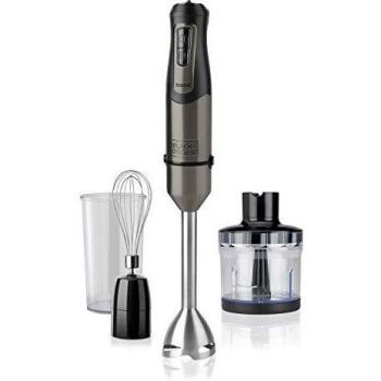 Black+Decker BXHBA1000E Batidora de mano, 3 Accesorios, 1000 W, Acero Inoxidable, 20 Velocidades, Gris