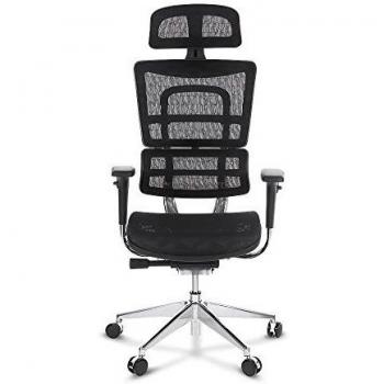iKayaa - Sillón Ergonómica de Oficina con Reposacabeza y Lumbar Soporte Inclinable Deslizante