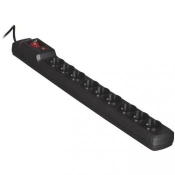 Activejet Regleta de Alimentación COMBO 9GN, 3 M, Negro, Protección Sobrevoltaje, 9 Conexiones AC