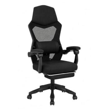 Silla Gaming Ergonómica Gravity | Giratorio 360º | Respaldo Lumbar de Malla | Reposacabezas, Reposabrazos y Reposapies | Color Negro