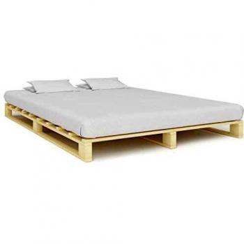 vidaXL Madera Maciza de Pino Estructura de Cama de Palés Mobiliario Casa Clásica Práctica Cómoda Moderna Robusta y Duradera Sin Colchón 140x200cm