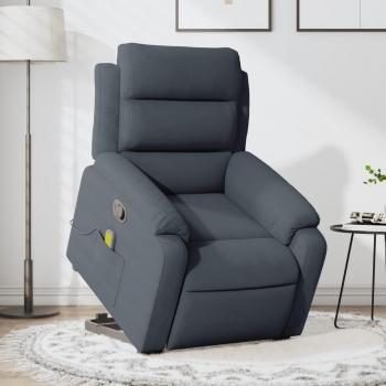 Sillón reclinable de masaje elevable terciopelo gris claro, gris oscuro y verde oscuro - Sillón cómodo para dormitorio, silla relax y sofá