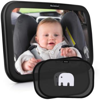 Meinkind Espejo Retrovisor Bebé para Vigilar al Bebé en Coche, 360° Ajustable Irrompible 100% Inastillable Espejo Coche