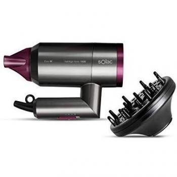 Solac Hair & Go Ionic 180 - secador plegable y ultraligero, Potencia de secado de 2000W consumiendo 1800W, secador iónico, 2 velocidades y 2 temperaturas.