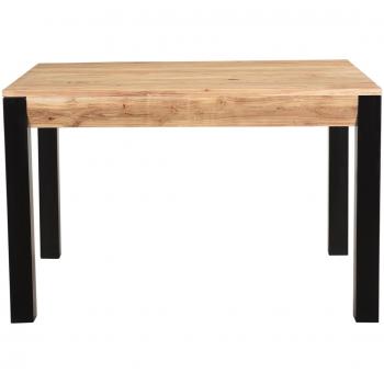 Mesa de comedor extensible TRAP en acacia maciza y metal negro L120-210 cm