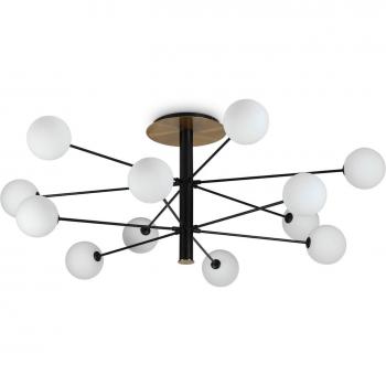 Plafón Cosmopolitan de cristal y metal negro, 12 bombillas, diámetro 53,5 cm