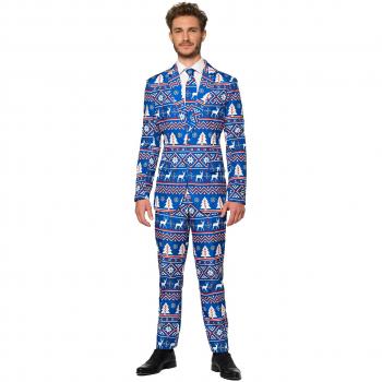 Men's Christmas Nordic Blue Suit