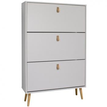 Zapatero Anzio Blanco Moderno 3 Puertas Abatibles Melamina 129x80x24 cm