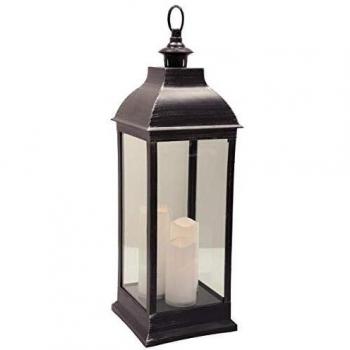 Farol portavelas de 3 velas LED de plástico ABS negro