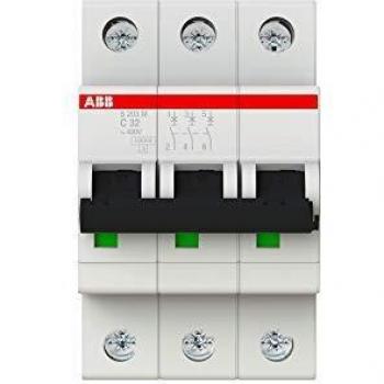 ABB S203M-C32 Miniature Circuit Breaker, 3-pole, Class C, 32A