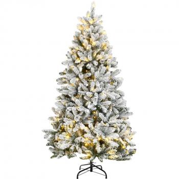 Flocked Snow Artificial Hinged Christmas Tree with 300 LEDs - 210 cm (82.7)