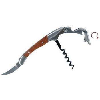 LAGUIOLE - Mango Sommelier Doble Palanca en Madera de Bambú - Acero Inoxidable - Cuchillo con funciones de sacacorchos, corte de cápsulas y abrebotellas - Comodidad de uso - Caja de regalo - acero inoxidable, madera de bambú - Marrón claro