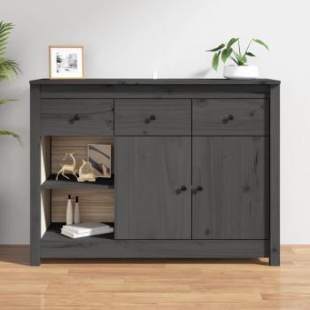 Aparador de madera maciza de pino 100x35x74 cm, Mueble de Almacenaje de Salón, Buffet para salón Moderno, Armario Auxiliar, Armario de Almacenamiento en color gris