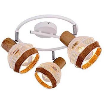 Plafoniera Widy 3 luces con decoración de cuerda de cáñamo