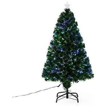 Sapin de Noël Artificiel Luminoso LED Multicolor 120cm con Soporte y 130 Ramas Verde