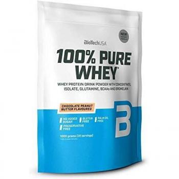 BioTechUSA 100% Pure Whey, Complejo de suero de leche con bromelina, aminoácidos, sin azúcar añadido