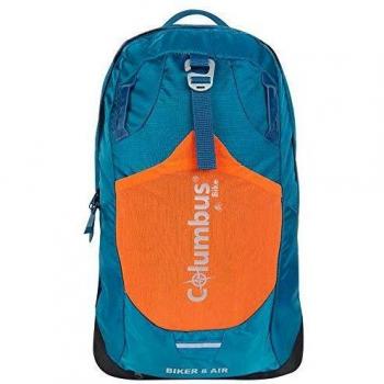COLUMBUS Mochila Biker 8 Air para Ciclismo BTT o Senderismo. Mochila Ligera y Transpirable con Sistema para Máxima Ventilación. Compartimento para Bolsa de Hidratación Color Azul y Naranja.