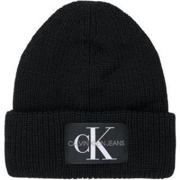 Calvin Klein Monogram Black Beanie for Women, One Size