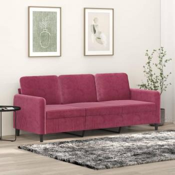 Sofá 3 plazas vino tinto 180 cm en terciopelo