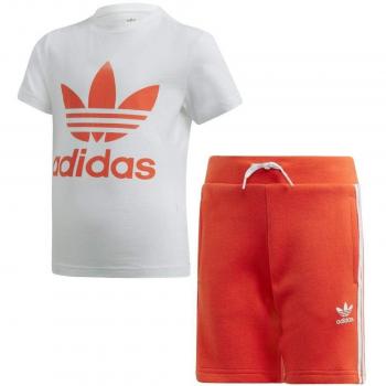 adidas Short tee Set Apparel Others, Unisex bebé, White/Active Orange, 3-4A