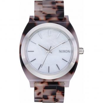 Reloj de Mujer Nixon A327-5103, diseño elegante, caja de acero inoxidable, correa de silicona, resistencia al agua hasta 100 metros, esfera analógica con detalles en dorado