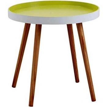 Mesa auxiliar redonda de madera y MDF lacado en verde anís - Aubry Gaspard