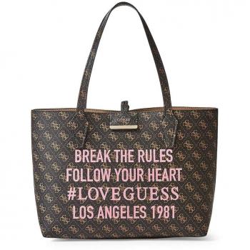 GUESS Bobbi Inside Out Tote Brown Logo/Camel