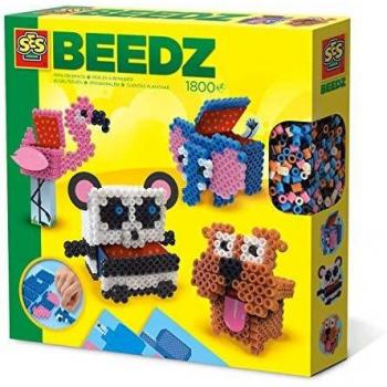 SES Creative Beedz - Cuentas para planchar de cajas de animales en 3D - Kits de mosaico